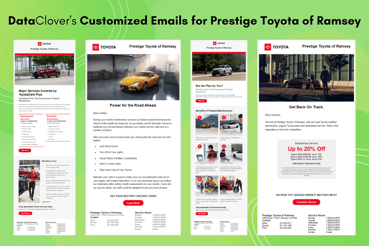 Customized Emails for Prestige Toyota of Ramsey by DataClover