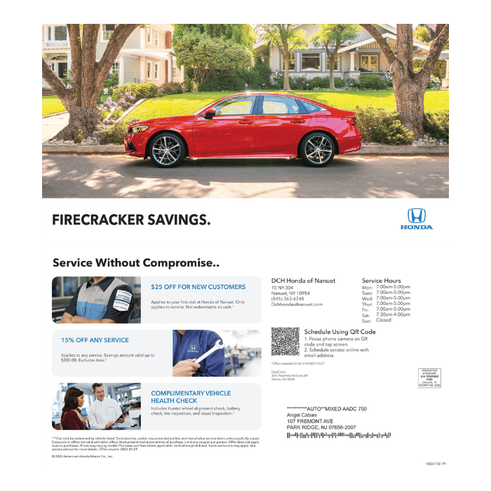 DataClover's Direct Mailer for Honda